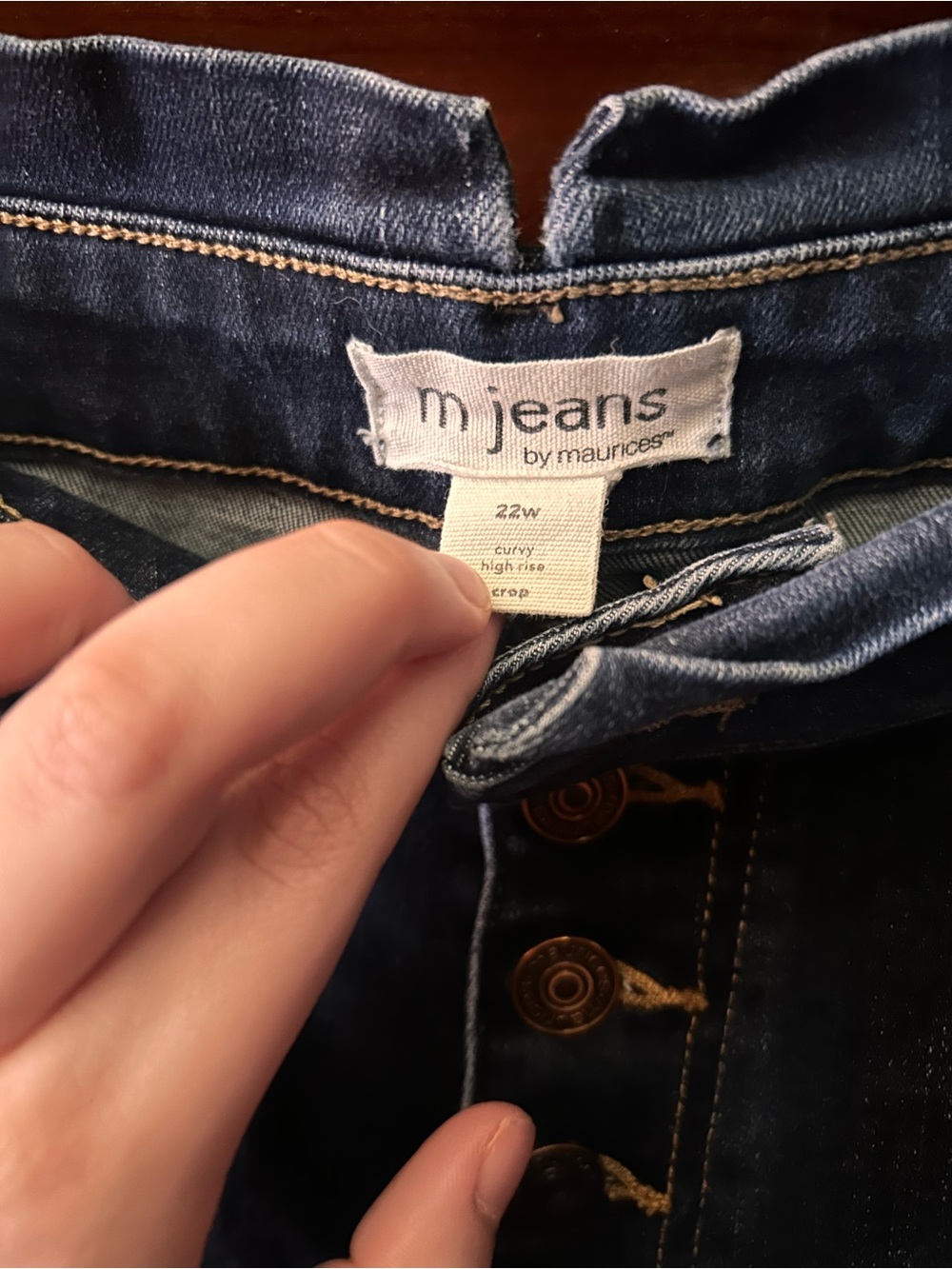 Women's Dark Blue High-Rise Button-Fly Capri’s! - Picture 2 of 3